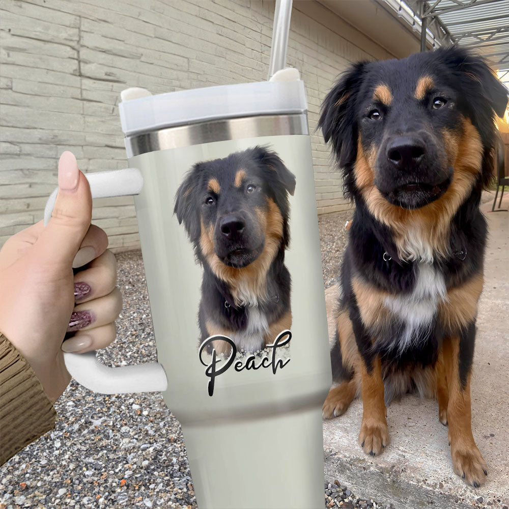 Personalized 40oz Tumbler - Gift For Pet Lovers - Dog Cat Portrait Photo