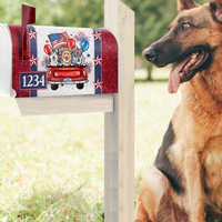 Thumbnail for Personalized Dog Cat America Truck Mailbox Cover, Memorial Day Decoration