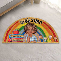 Thumbnail for Custom Welcome Teacher Rainbow Shaped Doormat, Gift For Teacher