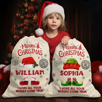 Thumbnail for Personalized Santa Sack - Christmas Gift For Family - Christmas Costume With Name