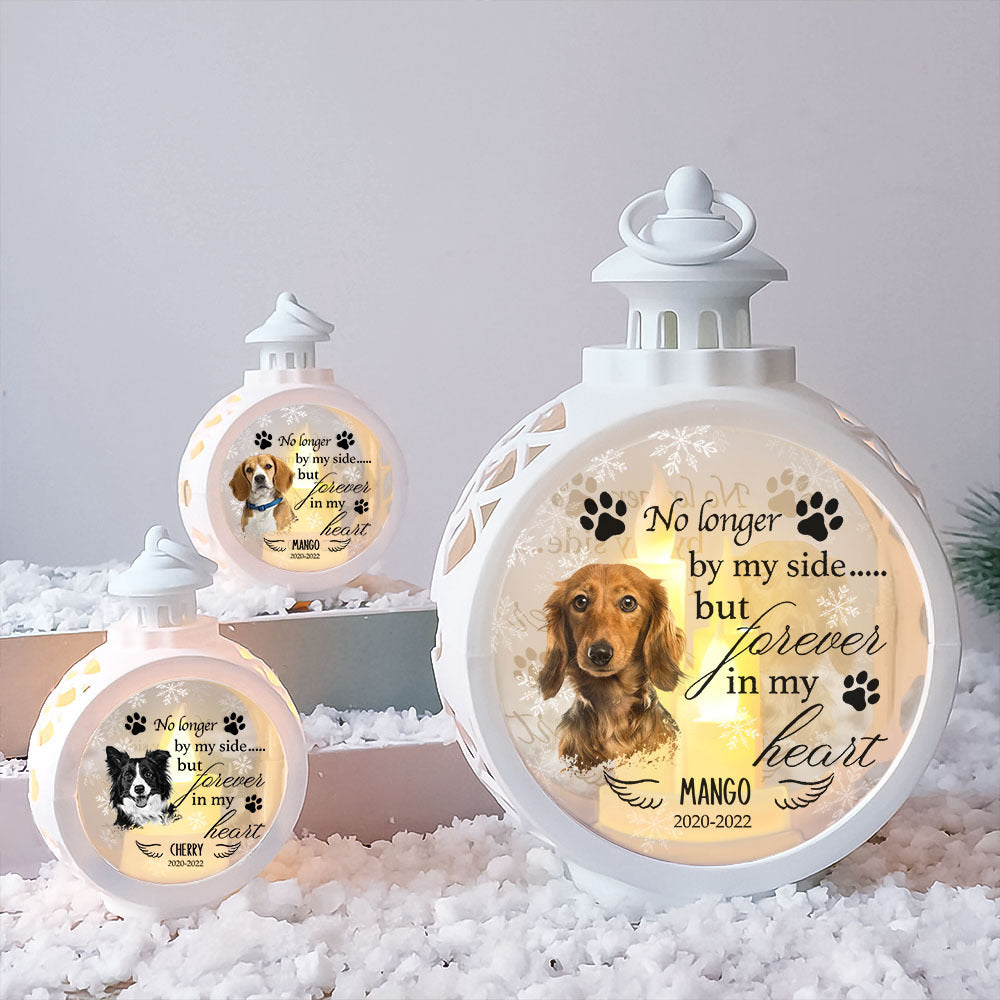 Custom No Longer By Our Side Pet Memorial LED Light Ornament, Memorial Gift