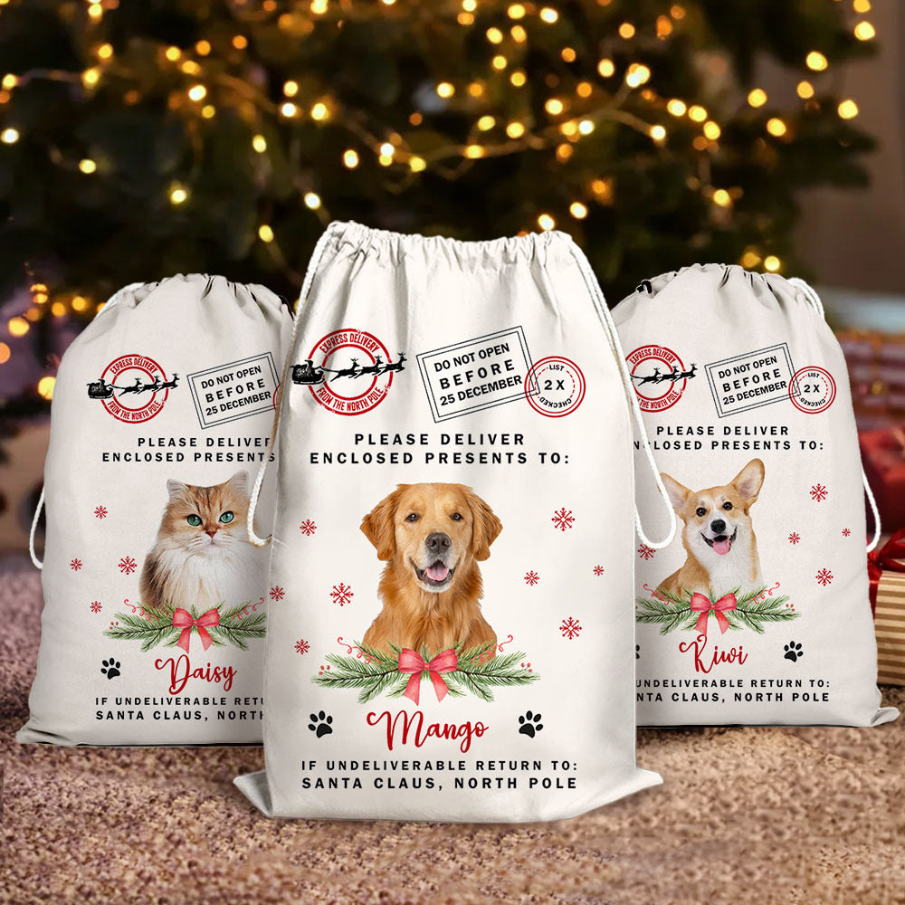 Personalized Santa Sack - Christmas Gift For Family & Pet Lover - Santa Sack With Photo