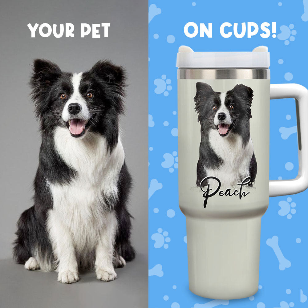 Personalized 40oz Tumbler - Gift For Pet Lovers - Dog Cat Portrait Photo