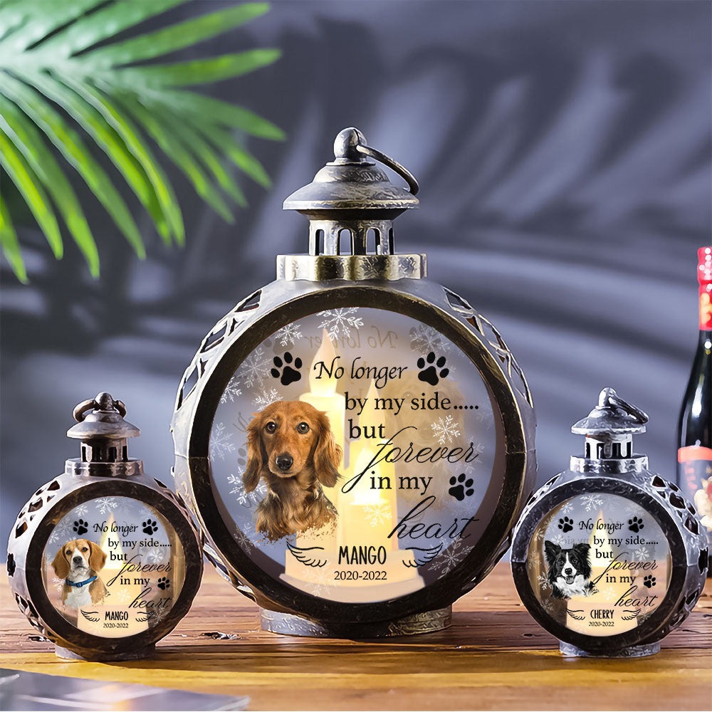 Custom No Longer By Our Side Pet Memorial LED Light Ornament, Memorial Gift