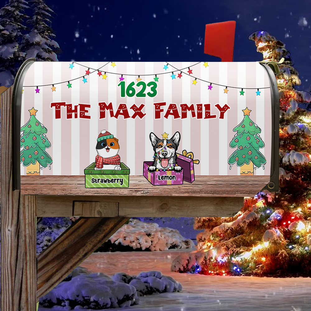 Custom Naughty Cats And Dogs Christmas Mailbox Cover, Christmas Gift