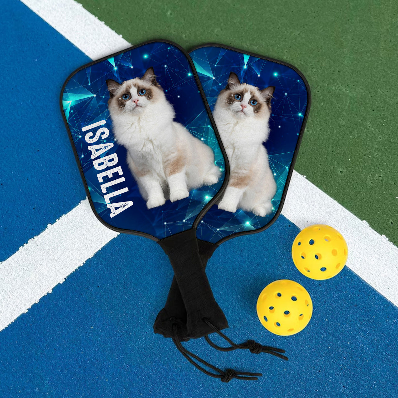 Personalized Pickleball Kit - Gift For Pet Lover - Dog Cat Portrait Photo