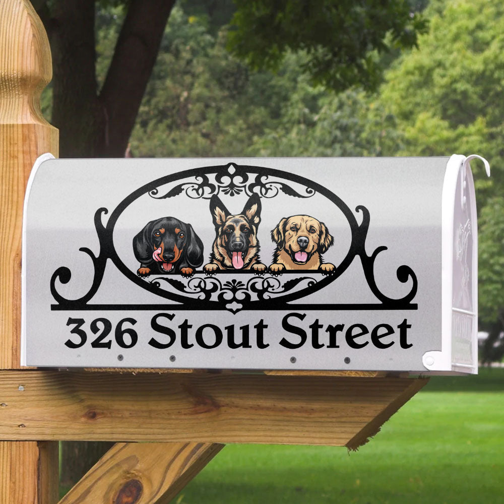 Custom Home Address With Your Lovely Dogs Magnetic Mailbox Cover, Pet Lover Gift