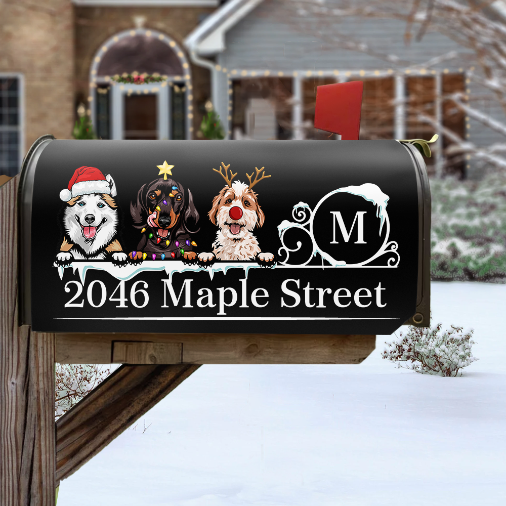 Personalized Mailbox Cover - Christmas Gift For Pet Lover - Address With Dog Cat