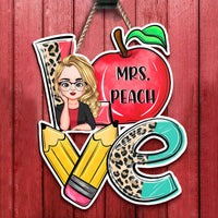 Thumbnail for Custom Love Teacher Name Shaped Door Sign, Classroom Decorations Gift