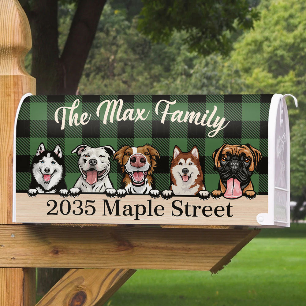 Personalized Buffalo Plaid Check Mailbox Cover, Dog Lover Gift