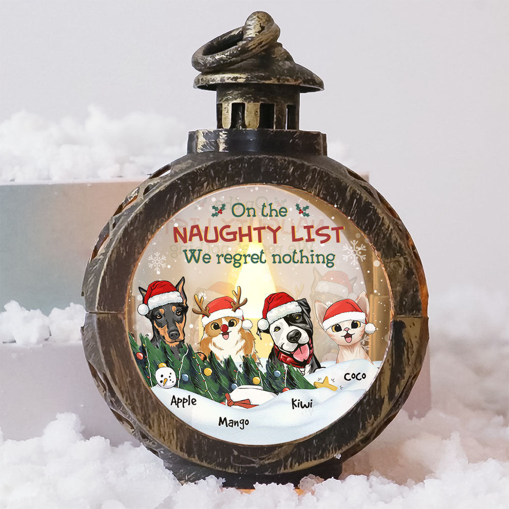 On The Naughty List Dog Cat Christmas LED Light Ornament, Christmas Gift