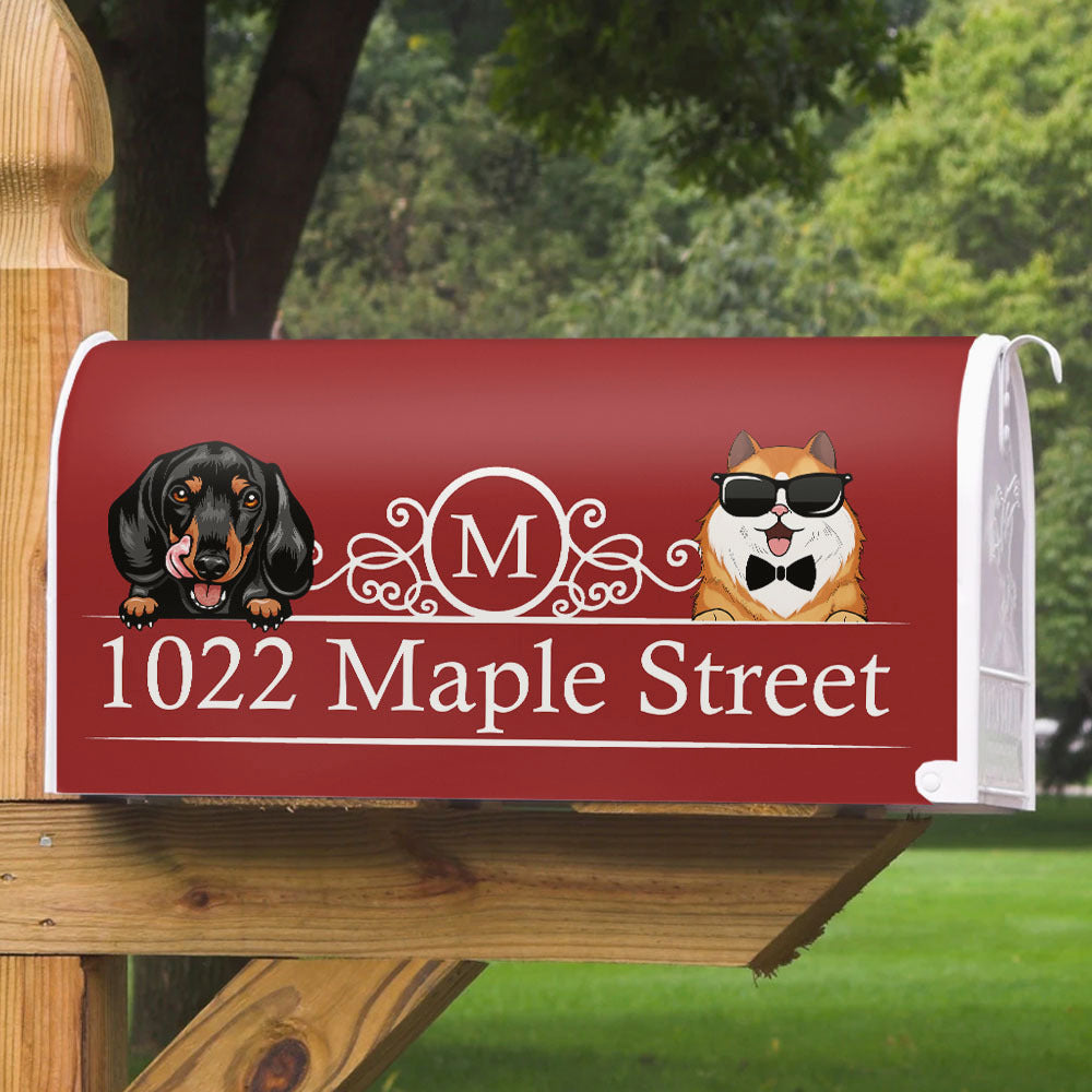 Custom Family Name House Address Magnetic Mailbox Cover, Pet Lover Gift