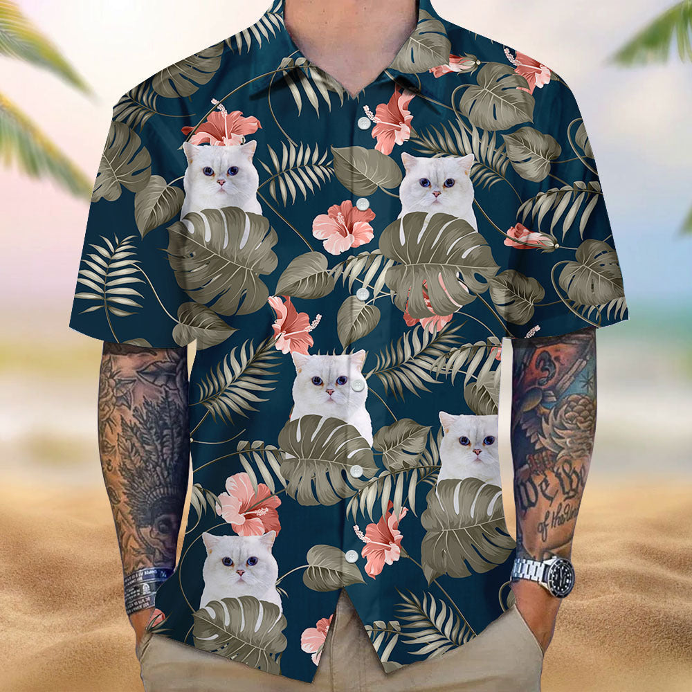 Custom Pet Face Men's Hawaiian Shirt, Dog Lover Gift