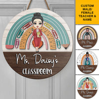 Thumbnail for Personalized Rainbown Teacher Wood Sign, DIY Gift For Back To School