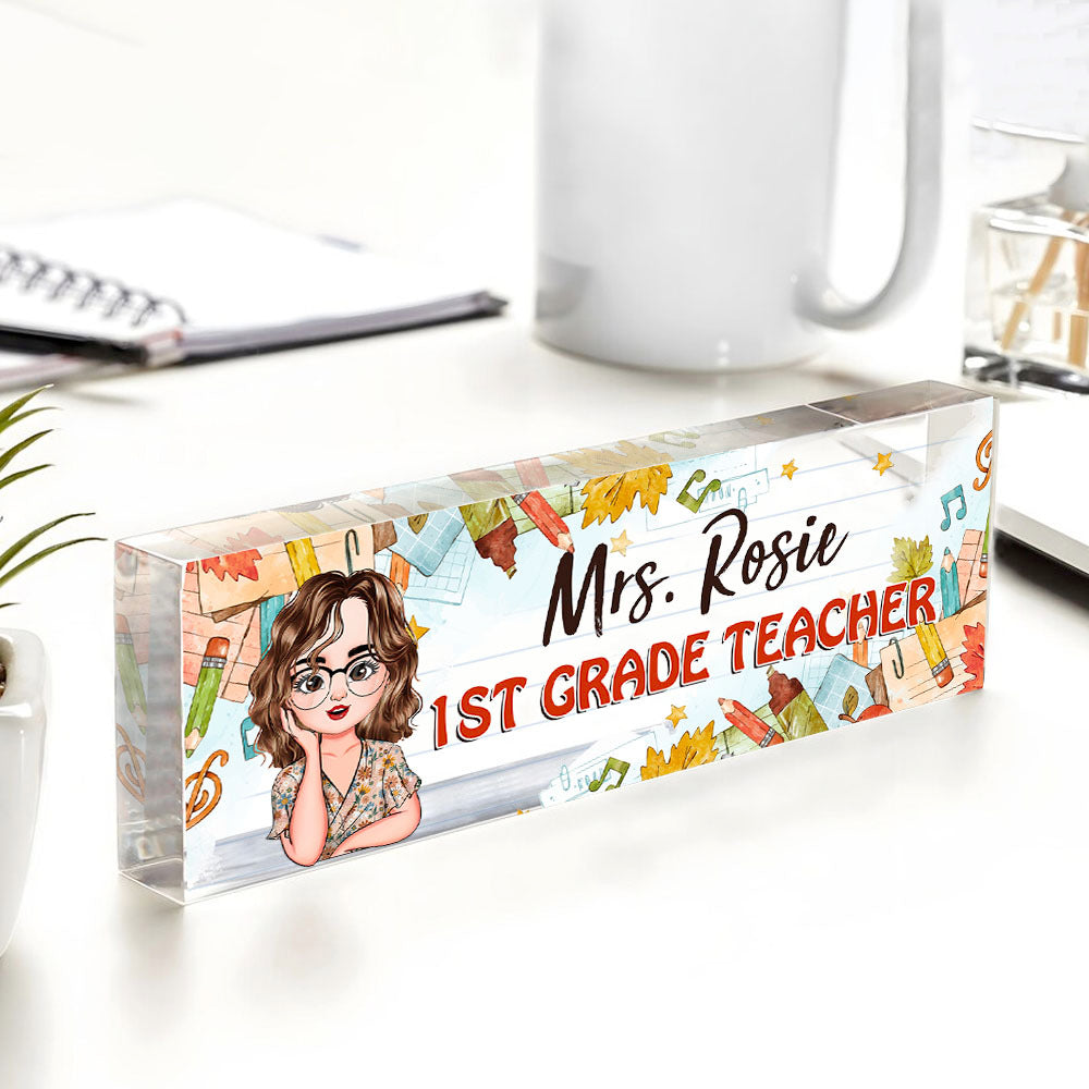 Custom Happy Teacher Name Acrylic Desk Name Plate, Gift For Teacher