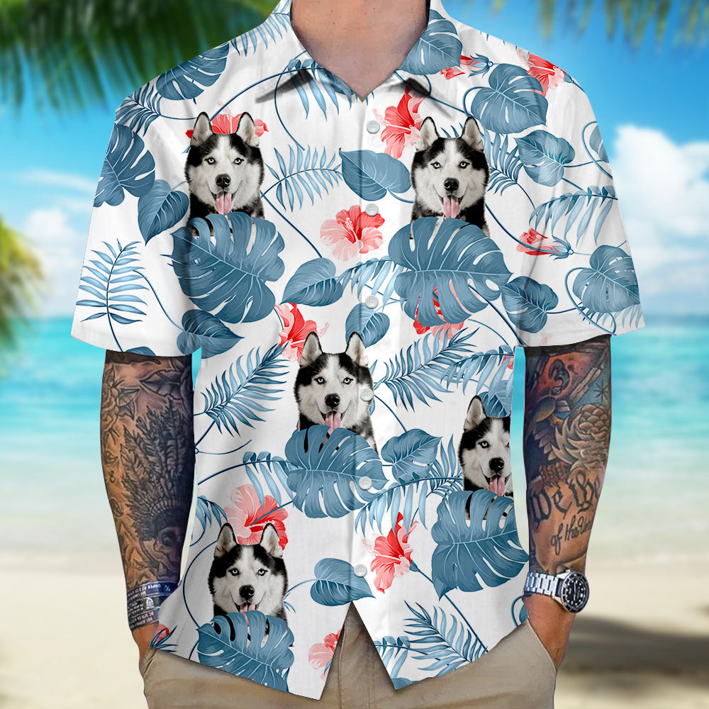 Custom Pet Face Men's Hawaiian Shirt, Dog Lover Gift