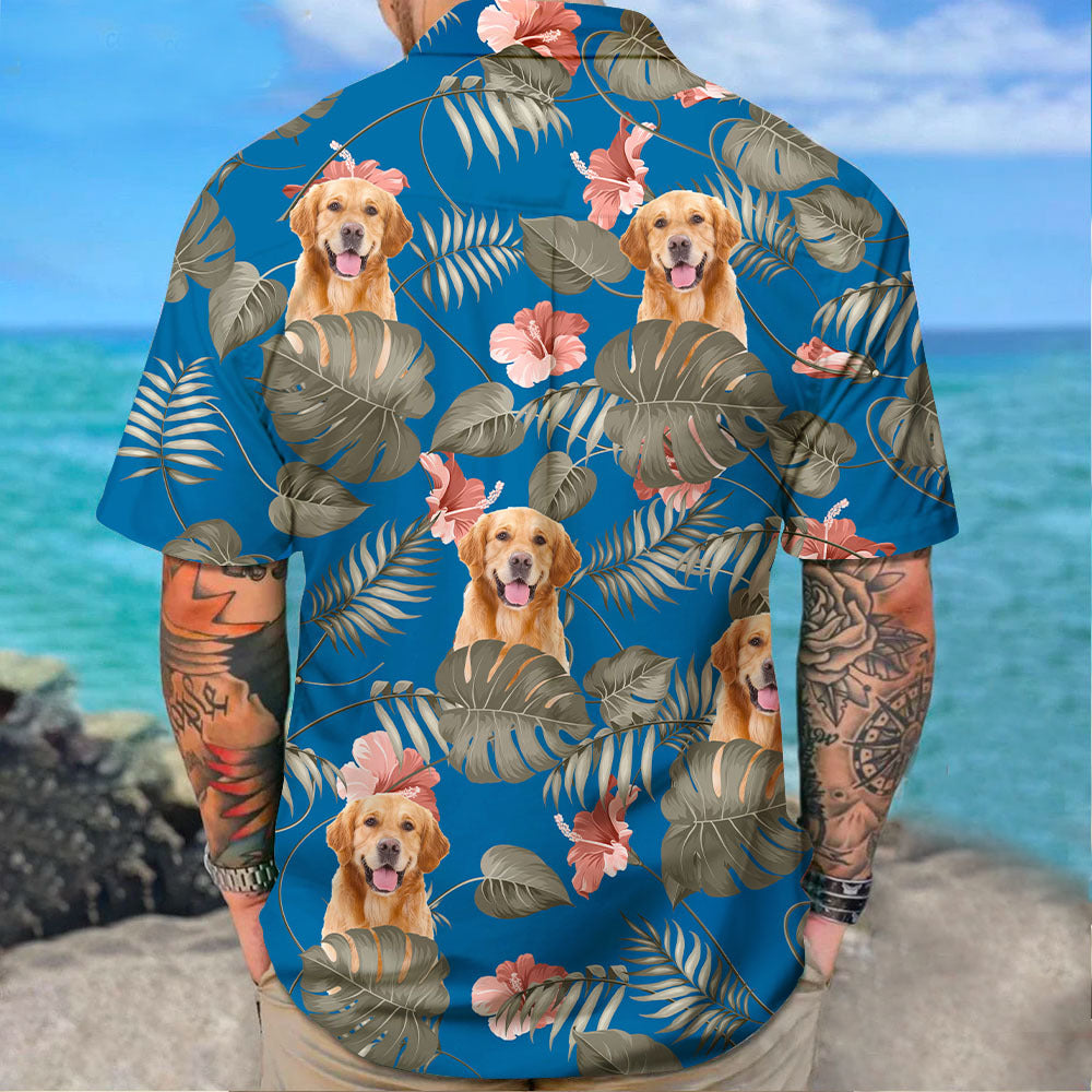 Custom Pet Face Men's Hawaiian Shirt, Dog Lover Gift