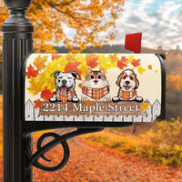 Thumbnail for Personalized Mailbox Cover- Gift For Dog Cat Lovers- Hello Fall Maple Leaves