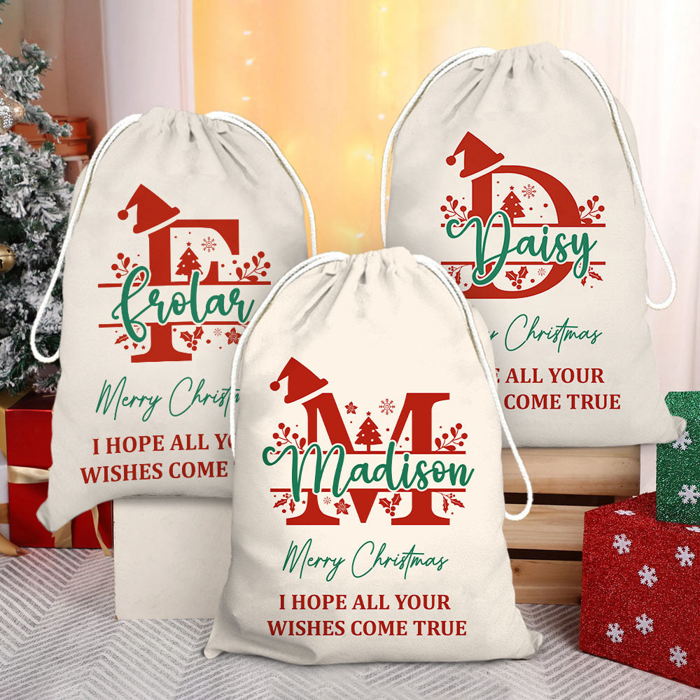 Personalized Santa Sack - Christmas Gift For Family - Christmas Monogram With Name