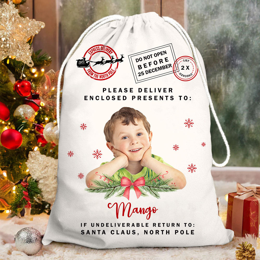 Personalized Santa Sack - Christmas Gift For Family & Pet Lover - Santa Sack With Photo