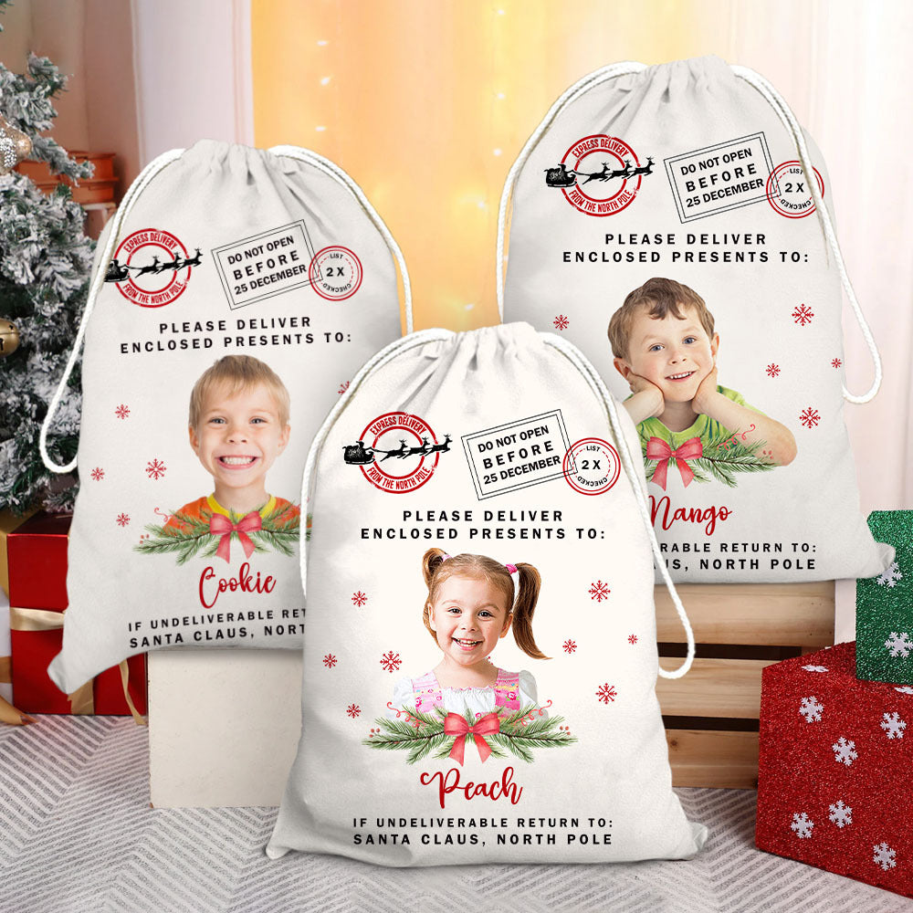 Personalized Santa Sack - Christmas Gift For Family & Pet Lover - Santa Sack With Photo