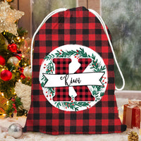 Thumbnail for Personalized Santa Sack - Christmas Gift For Family - Buffalo Plaid With Monogram Family