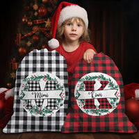 Thumbnail for Personalized Santa Sack - Christmas Gift For Family - Buffalo Plaid With Monogram Family