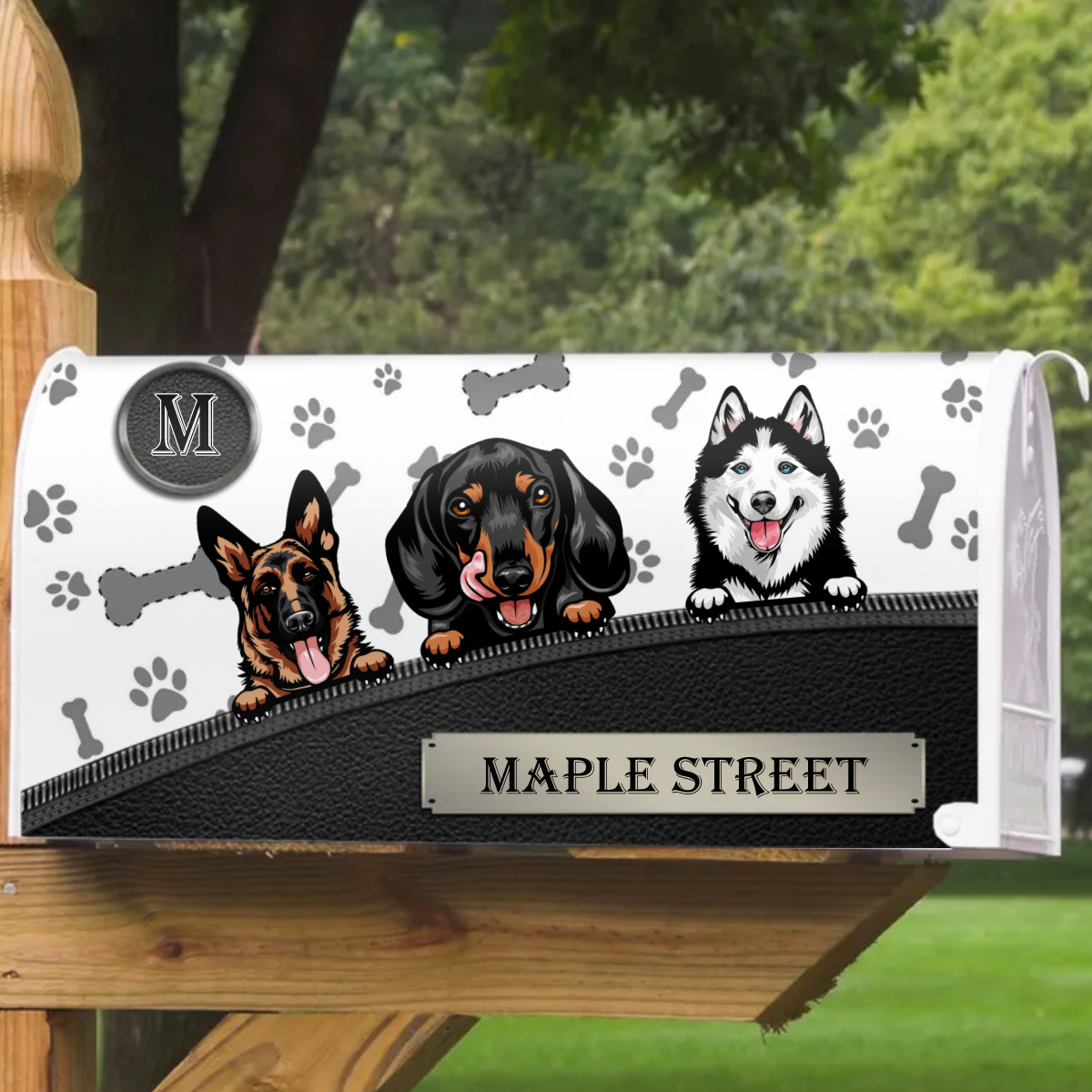 Leather Pattern Dog Personalized Mailbox Decal- Gift for Dog Lovers