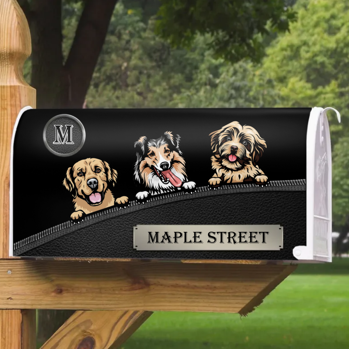 Leather Pattern Dog Personalized Mailbox Decal- Gift for Dog Lovers