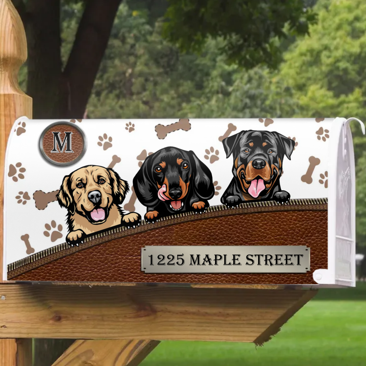 Leather Pattern Dog Personalized Mailbox Decal- Gift for Dog Lovers