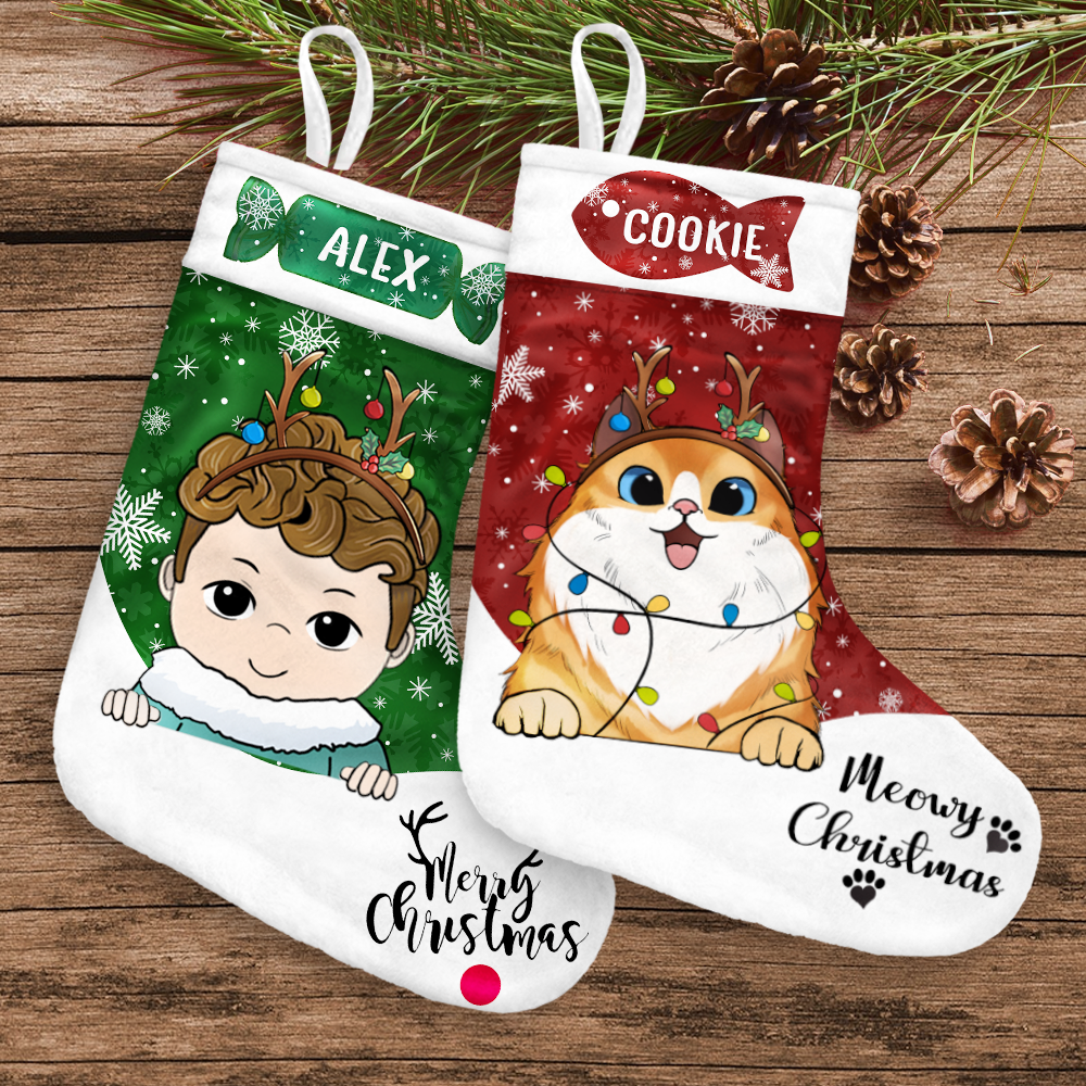 Baby Gift Merry Christmas, Meowy Catmas, Merry Woofmas Stocking Gift For Dog, Cat Lovers