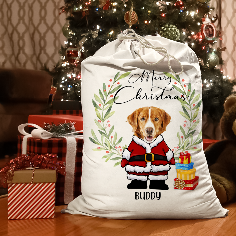 Personalised Face Photo Merry Christmas Santa Family Santa Sack