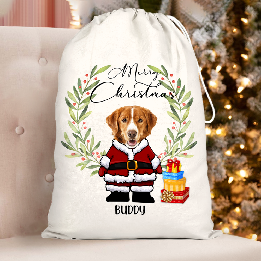 Personalised Face Photo Merry Christmas Santa Family Santa Sack